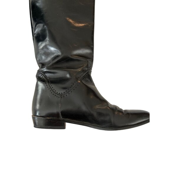 Vaneli Women's Vintage Black Patent Leather Tall Riding Boots Size 7.5 - Picture 6 of 9